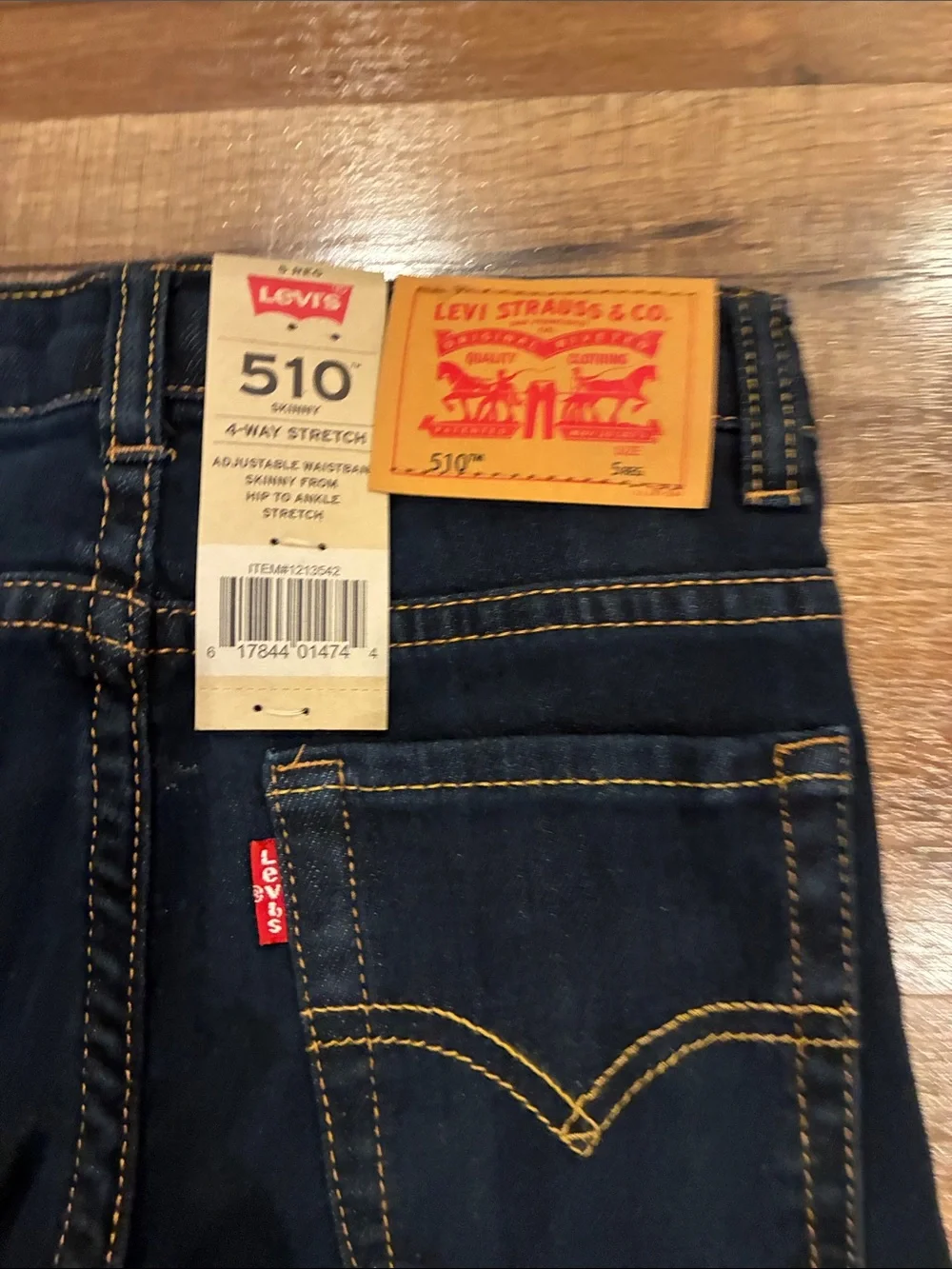 Kids Slim Straight Jeans Matching Set - Dark Blue with Red Flannel Shirt